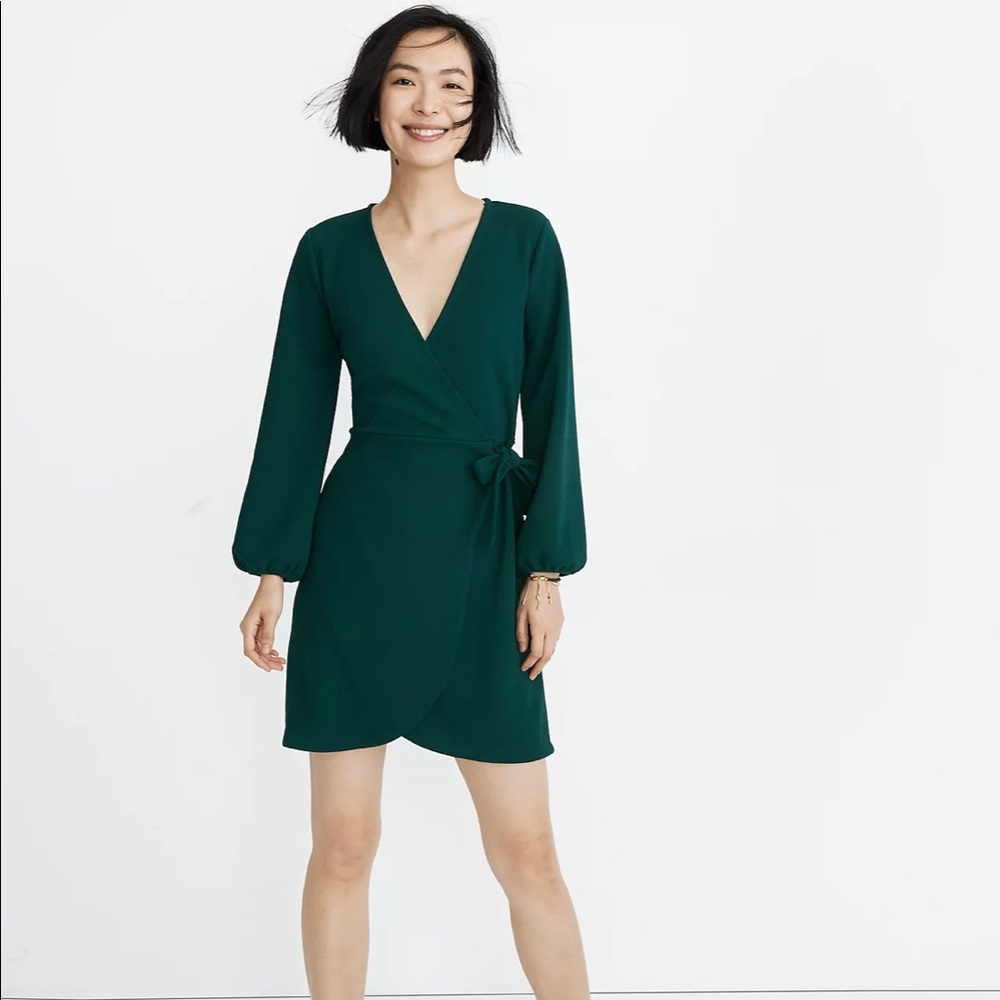 NWT Madewell Texture & Thread Green Tie Dress S